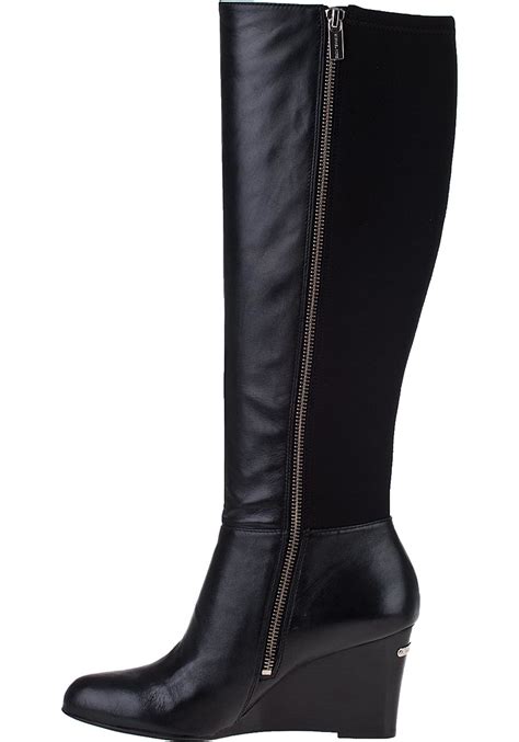 michael kors st16g tall black leather boots|Michael Kors mid heel boots.